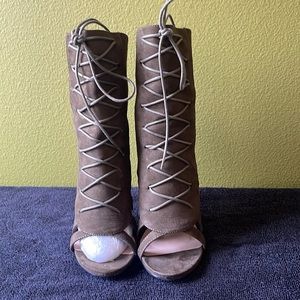 Olive green strappy boot heels